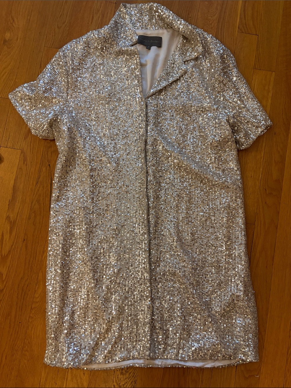 Silver Sequin Short Sleeve Dress